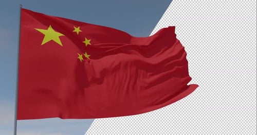 Realistic Waving China Flag with Alpha Channel