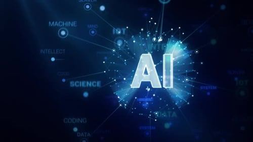 Futuristic Artificial Intelligence Network with Digital Technology Keywords