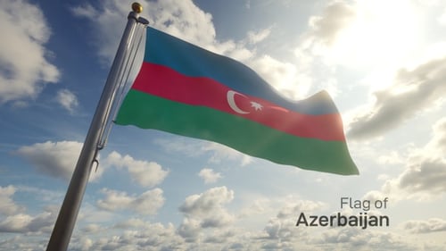 Flagge von Aserbaidschan auf einem Flaggenmast
