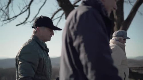 Group of Seniors on Walk in Countryside