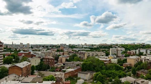 Time Lapse of the Clouds Over Buildings of Kharkiv City