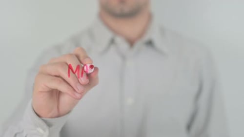 Management Writing on Screen with Hand
