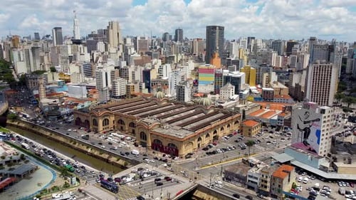 Tourism landmark of downtown Sao Paulo. Municipal Market.