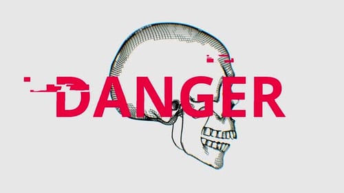 Sketch Style Human Skull Black and White Colored Looped Animation