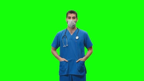 Male Doctor or Nurse Green Screen (2.7K)