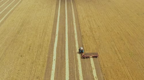 Aerial View of Combine Harvester