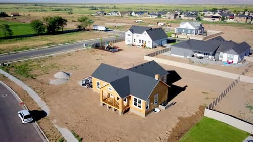New Home Construction Site Aerial View