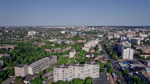 Drone Aerial View of Crossroad in Modern City in Rush Hour