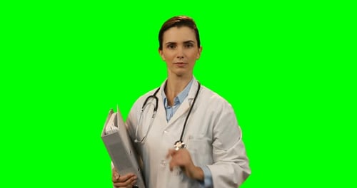 Doctor Explaining with Hand Gestures on Green Screen