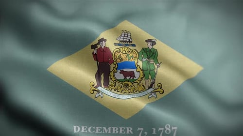 Animated Delaware State Flag with Realistic Waving Fabric
