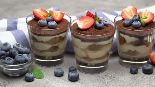 Delicious Tiramisu Dessert with Fresh Berries