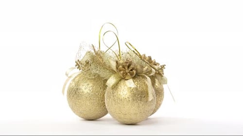 Christmas Tree Toys Rotating in a Seamless Loop on White Background