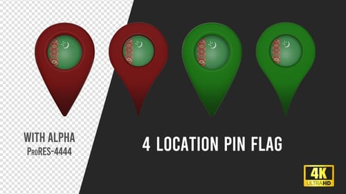 Animated 3D Location Pin Flags Rotating Pack