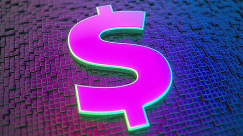 Cyan and Purple Dollar Sign and Moving Blocks