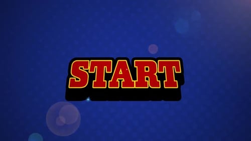 Animation vintage video game screen with word start written