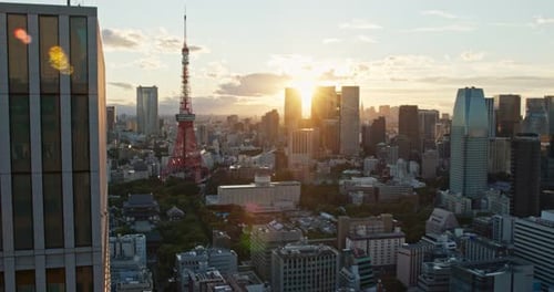 Tokyo tower in the city a sunset time