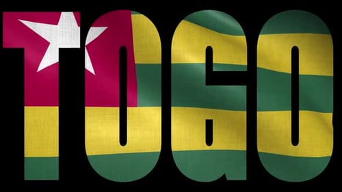 Togo Flag Waving inside Text Title Animation