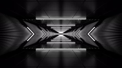 Black Neon Lights Tunnel 4K