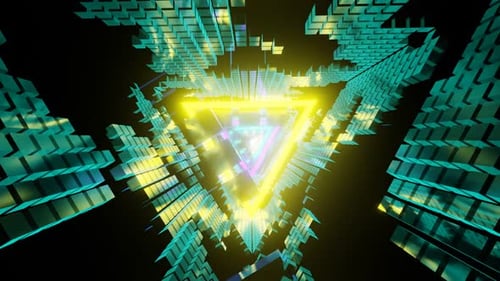 Vj Loop Shimmering Triangular Turquoise Tunnel 02