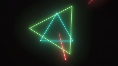 Neon Glowing Geometric Triangles Seamless Loop Background