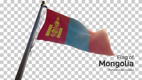 Realistic Mongolian Flag Waving in Wind