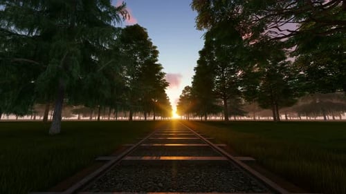 Eisenbahn bei Sonnenuntergang