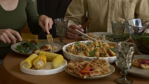 Group Enjoying a Meal Together at Home