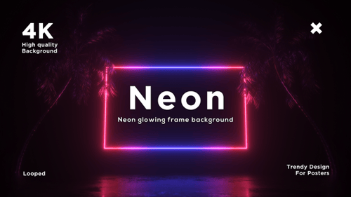 Neon Glowing Frame And Palms Loop