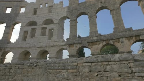 Restored ancient stone wall