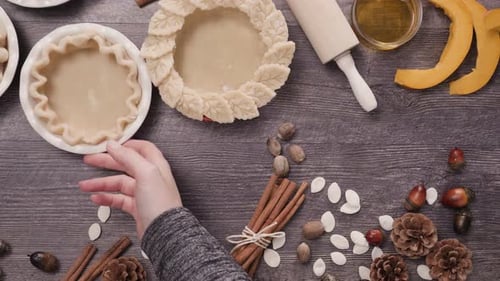 Decorating Mini Pie Crusts with Autumnal Ingredients