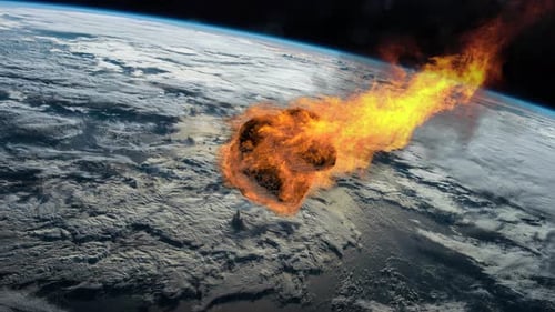 Fiery Meteorite Entering Earth's Atmosphere