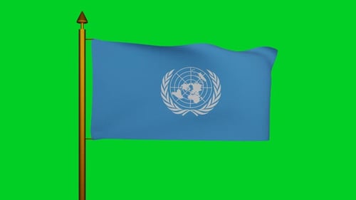 United Nations Flag Waving Animation Chroma Key Green Screen