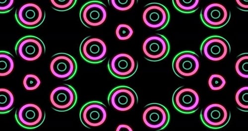 Abstract Neon Glowing Circles Seamless Looping Background