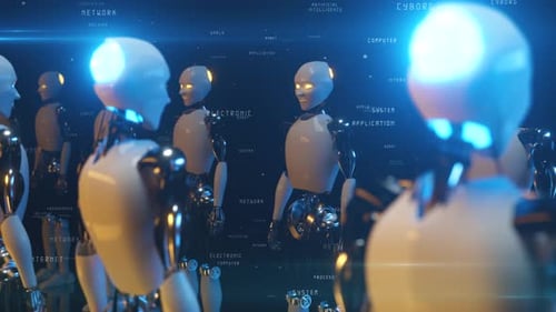 An Endless Corridor of Robots Facing Each Other