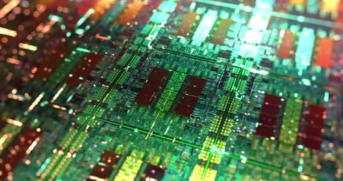 Glowing Green Digital Circuit Board Technology Background