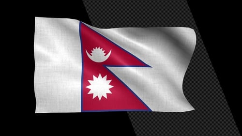 Realistic Waving Flag of Nepal Animation