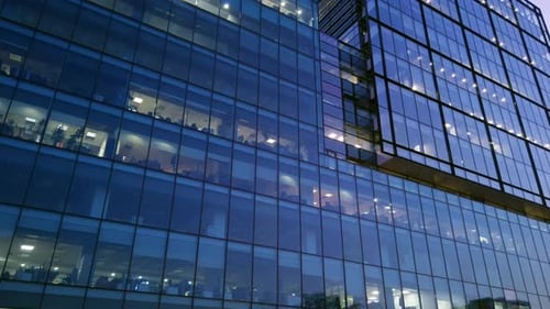 Corporate building Real Estate , office buildings with glass reflections