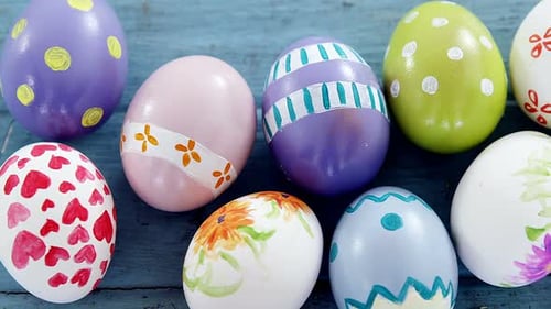 Decorated Easter Eggs with Painted Designs