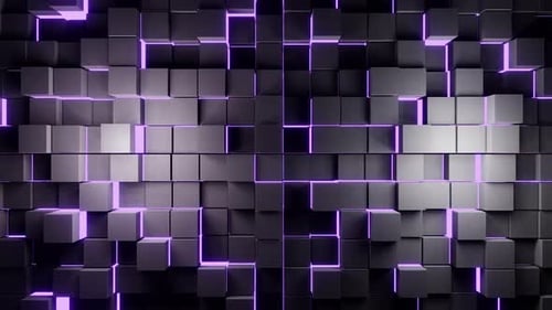Metallic Cubes With Purple Neon Lighting VJ Loop Background HD