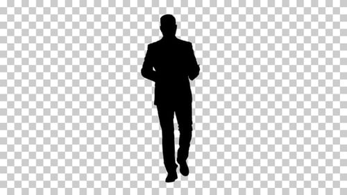 Silhouette Geschäftsmann zu Fuß, Alpha Channel