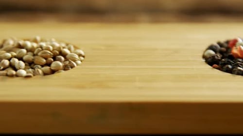 Different Spices on Wooden Cutting Board