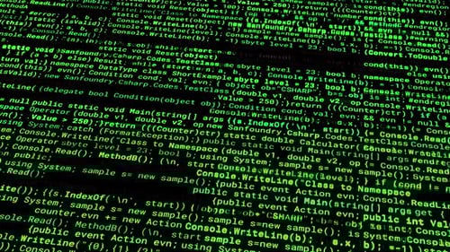 Program code of matrix on black background