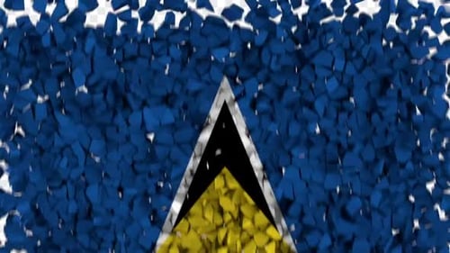 Saint Lucia Flag Breaking Rocks Transition