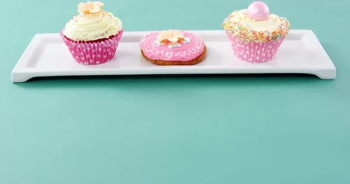 Close-up of delicious cupcake in tray