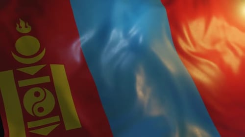 National Flag of Mongolia Waving Realistic Background Animation