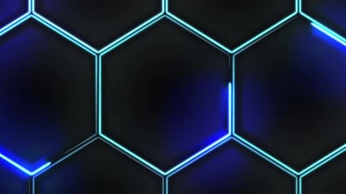 Glowing Blue Neon Hexagon Grid Seamless Loop Background