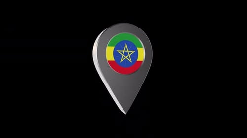3D Spinning Ethiopia Flag Map Pointer Animation