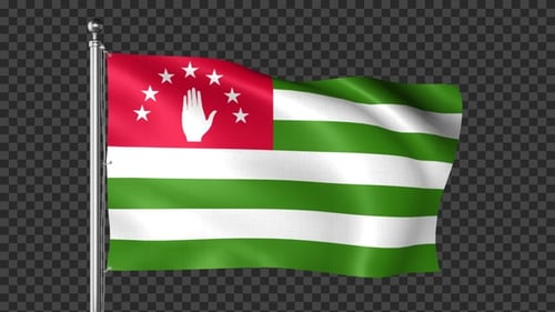 Waving Flag of Abkhazia on Flagpole