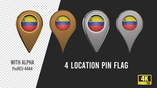 3D Animated Metallic Flag Map Pointers Pack
