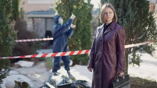 Woman in front of Crime Scene Investigation